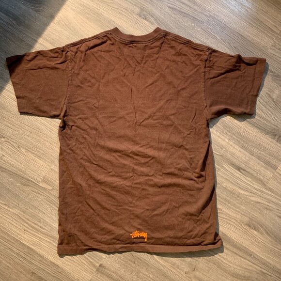 STUSSY T-Shirt, Brown with Orange 'San Francisco' SF signature, Men's Large - Picture 3 of 4